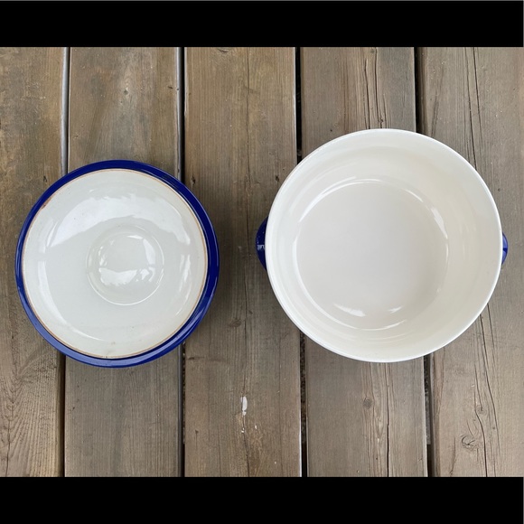 Spode Baking Days 2 Qt Round Covered Casserole Pot Lid Blue White Polka Dot - Picture 10 of 14